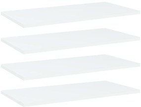 4 db fehér forgácslap könyvespolc 60 x 30 x 1,5 cm