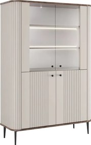 Vesper négyajtós vitrin 103 cm - kasmír / dió / fekete lábak