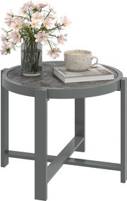 Outsunny Kerek Tábla Kertbe - Időjárásálló Alumínium Erkély Tábla Mészkő Hatású Kávézó Asztal Nappaliba, Irodába, Kültérre és Beltérre Szürke | Aosom