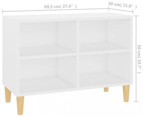 fehér TV-szekrény tömör falábakkal 69,5 x 30 x 50 cm
