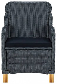 vidaXL 9 részes sötétszürke polyrattan kültéri étkezőszett párnákkal