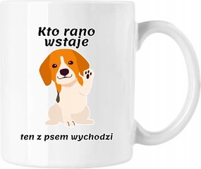 Bögre Reggeli Kijárat Kutyával Fehér 330ml