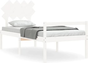 vidaXL fehér tömör fa ágy időseknek fejtámlával 90x200 cm