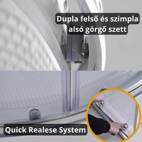 Stuxi Genova 80x80 cm íves két tolóajtós fehér hátfalas zuhanykabin 5 mm üveggel zuhanytálcával és csapteleppel