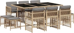 vidaXL 11részes vegyes bézs polyrattan kerti étkezőgarnitúra párnákkal