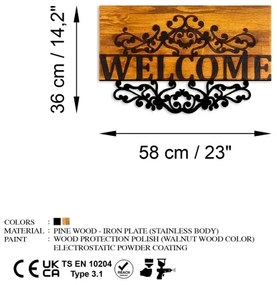 Fali dekoráció 58x36 cm fa/fém, Üdvözlet felirat