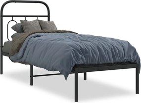 vidaXL fekete fém ágykeret fejtámlával 75 x 190 cm