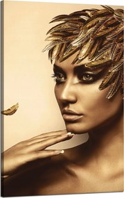 Vászonkép Elmélkedő Nő Arany Toll Színek 50x80 cm