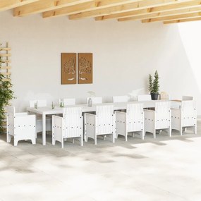 Kerti Asztal Fehér 400x100x73 cm Poli Rattan