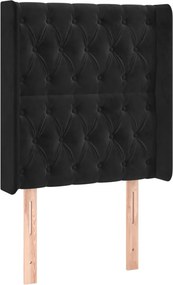 vidaXL fekete bársony fejtámla szárnyakkal 83x16x118/128 cm