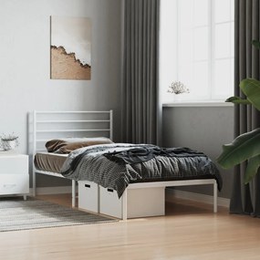 fehér fém ágykeret fejtámlával 80x200 cm