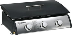 Outsunny gázgrill fedővel, 3 égővel, zsírfelfogó tálca, tapadásmentes felület, fekete/ezüst