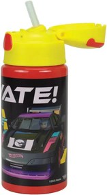 Hot Wheels Race alumínium szívószálas kulacs akasztóval 500 ml