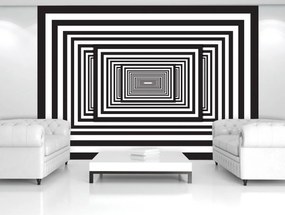 Fotótapéta - Fehér és fekete 3D-s alagút (152,5x104 cm)
