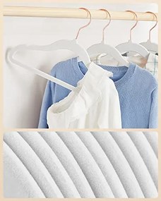 50 darabos csomag gyerek bársony fogasok rózsaarany horgokkal, fehér