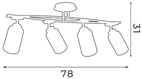 Mennyezeti lámpa TOKIO 4xE27/60W/230V