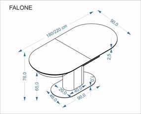 Falone bővíthető étkezőasztal 180-220cm travertin