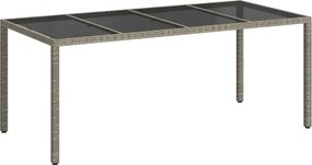 vidaXL Kerti Asztal Szürke 190 x 90 x 75 cm polirattan