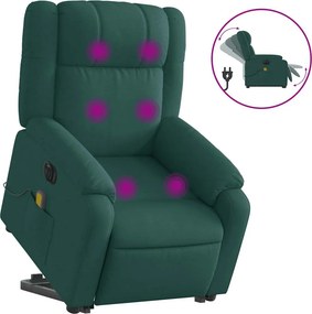 vidaXL sötétzöld szövet dönthető elektromos álló masszázsfotel