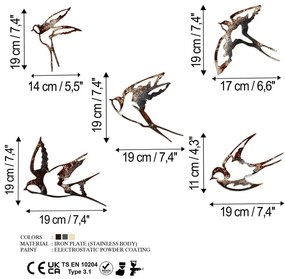 Fém fali dekoráció, Birds-2