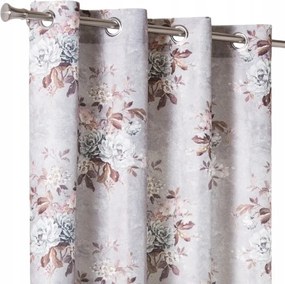 Függöny Velvet mintás virág karika átvezető 260x140 szürke szín