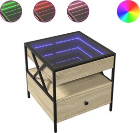 vidaXL sonoma tölgy végtelen hatású LED-es dohányzóasztal 50x50x51 cm