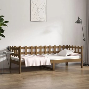 mézbarna tömör fenyőfa kanapéágy 90 x 200 cm
