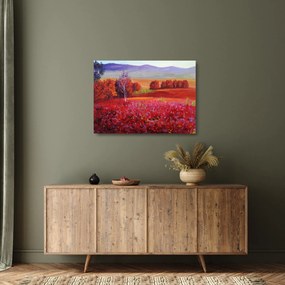 Egy vörös táj képe (üvegen) (70x50 cm)