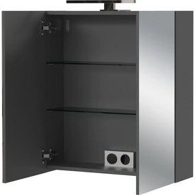Antracitszürke fali tükrös fürdőszoba szekrény 60x71 cm Arcena – Germania