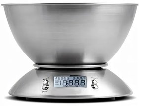 Rozsdamentes acél digitális konyhai tálas mérleg, 1g, 5 kg, 1,8 L