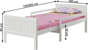 Ágy, állítható hosszúság, fehér, EUNIKA