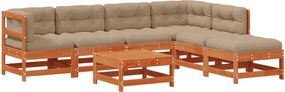vidaXL Kerti lounge szett 7 pcs Viaszbarna Tömör fenyő