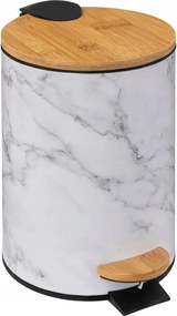 Szabadon álló fürdőszobai szemetes pedállal 3L Fehér márvány szemetes kosár