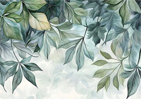 Erdei harmónia fotótapéta Akvarell levelek Botanika Zöld 250x175 +ragasztó