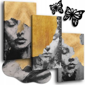 Arany Vászonkép 150x70 cm Nappali Képek Triptichon Nők Arcok 3x