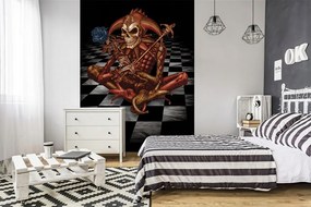 Flizelin fotótapéta 184x254 Gótikus bohóc csontváz +ragasztó