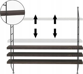 Fém Polc Fekete Falra Loft Nappali Akasztós 51.5x12x58.5 cm