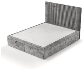 Szürke kárpitozott ágyneműtartós franciaágy 180x200 cm Mavel – Maison de Rêve