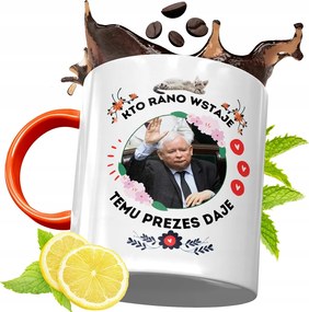 Narancssárga Bögre A Pis Elnökétől Jaroslaw Kaczynski fényképes nyomtatással