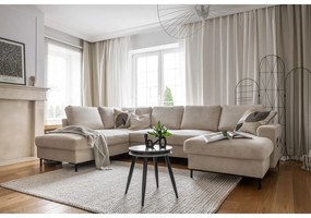Bézs kordbársony kinyitható sarokkanapé (bal oldali) Lofty Lilly – Miuform