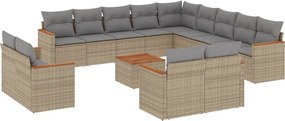 vidaXL 14 részes vegyes bézs polyrattan kerti ülőgarnitúra párnával