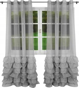 Fodros Díszítésű Függöny Kész Fátyol Szürke Átvezető Stílus 145x250 L395B