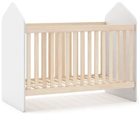 Fehér-natúr színű babaágy borovi fenyő dekorral 60x120 cm Estefania – Marckeric