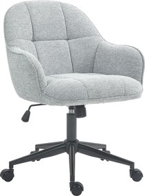HOMCOM Irodai Szék Modern Dizájnú Párnázott Hátpárnával, Magassága Állítható, 360°-ban Forgó, Fekete Alap, Szürke Szövet Kárpitozás | Aosom