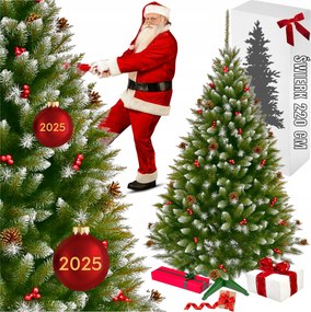 Karácsonyfa Műfenyő Élő Zöld Sűrű 220CM Karácsonyfa Állvány XXL