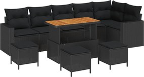 vidaXL Kerti Kanapé Szett párnával 12 pcs Fekete polirattan