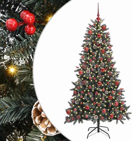 vidaXL Mű karácsonyfa 300 LED-del Zöld 180 cm PVC és Műanyag és Acél
