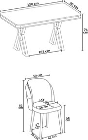 Rigel étkezőgarnitúra, fehér-króm, 130 cm – TR240CHR2230