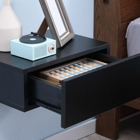 HOMCOM 2 db F floating éjjeliszekrény 1 fiókkal, falra szerelhető, 40x30x15 cm, fekete | Aosom