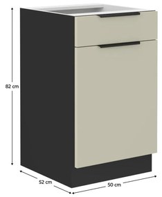 Alsó konyhaszekrény Arikona 50 D 1F 1S BB (kasmír + fekete) . 1097033